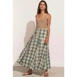 Bohme Sachi Plaid Skirt in Blue Green XL